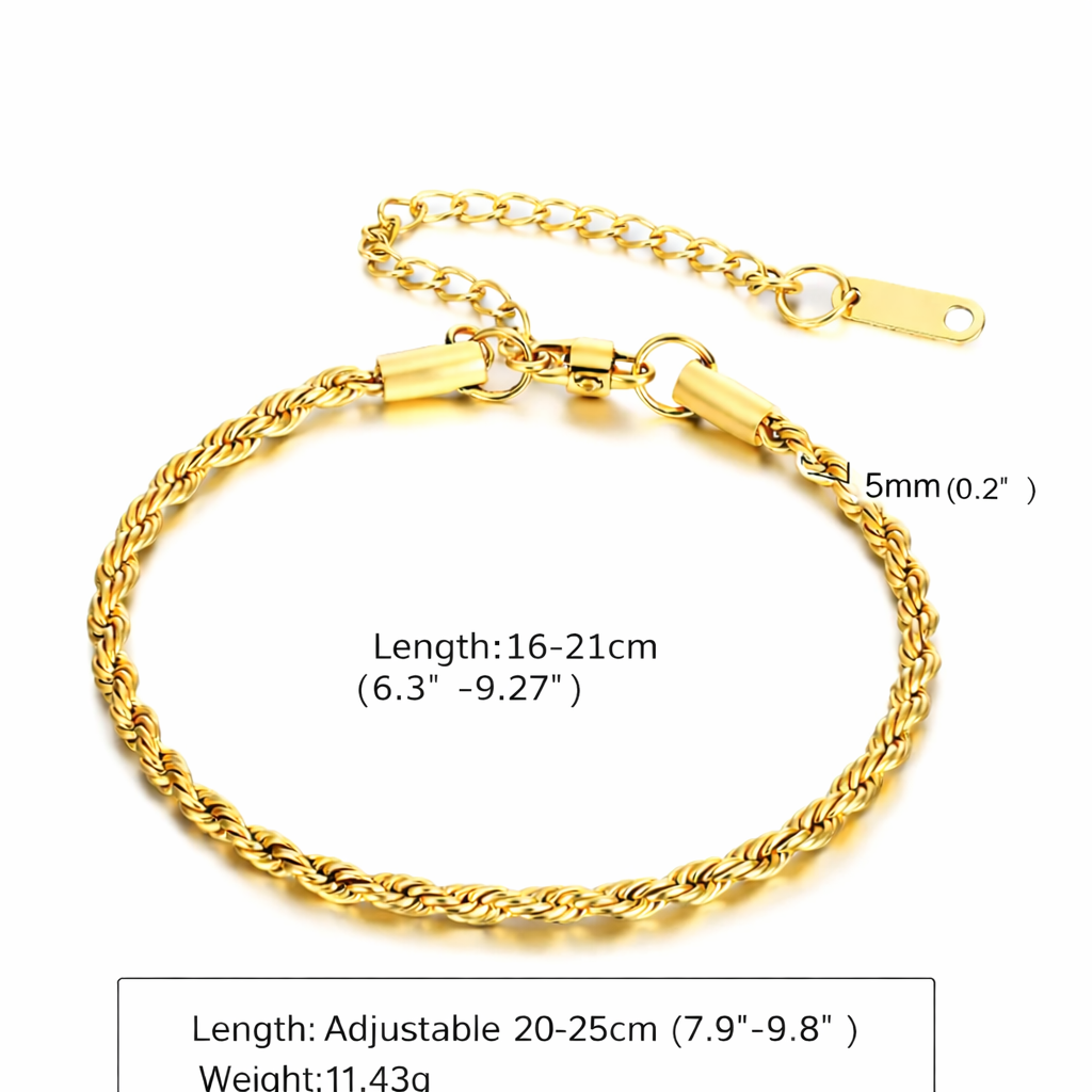 Gold Rope Bracelet - 5 MM