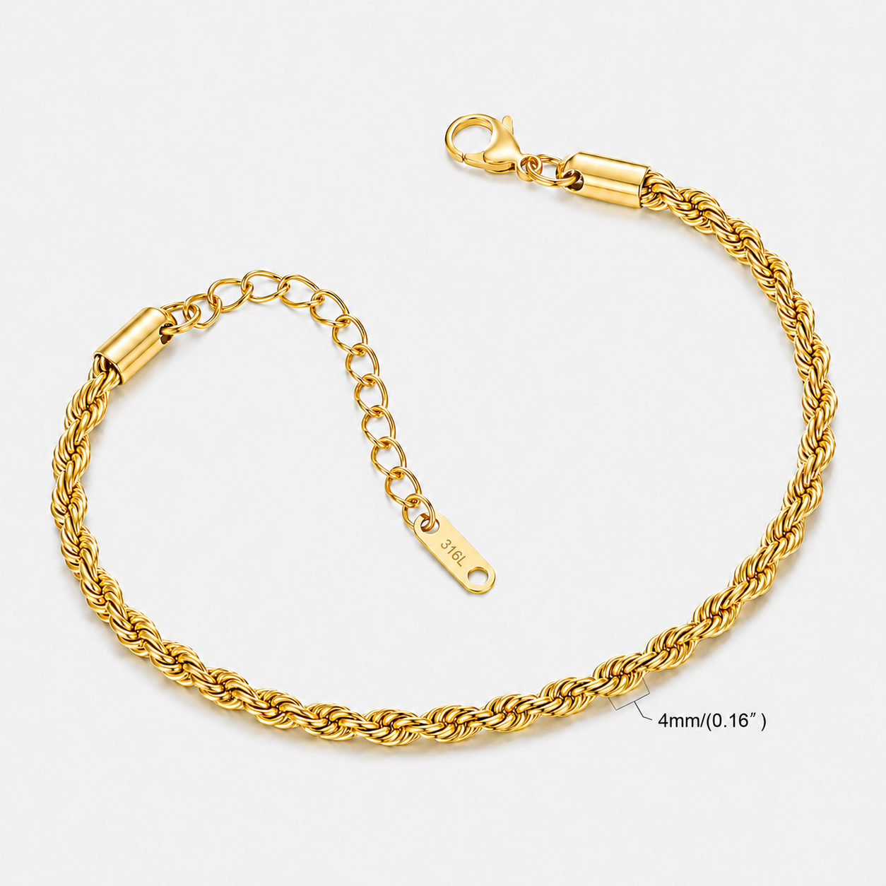 Gold Rope Bracelet - 4 MM