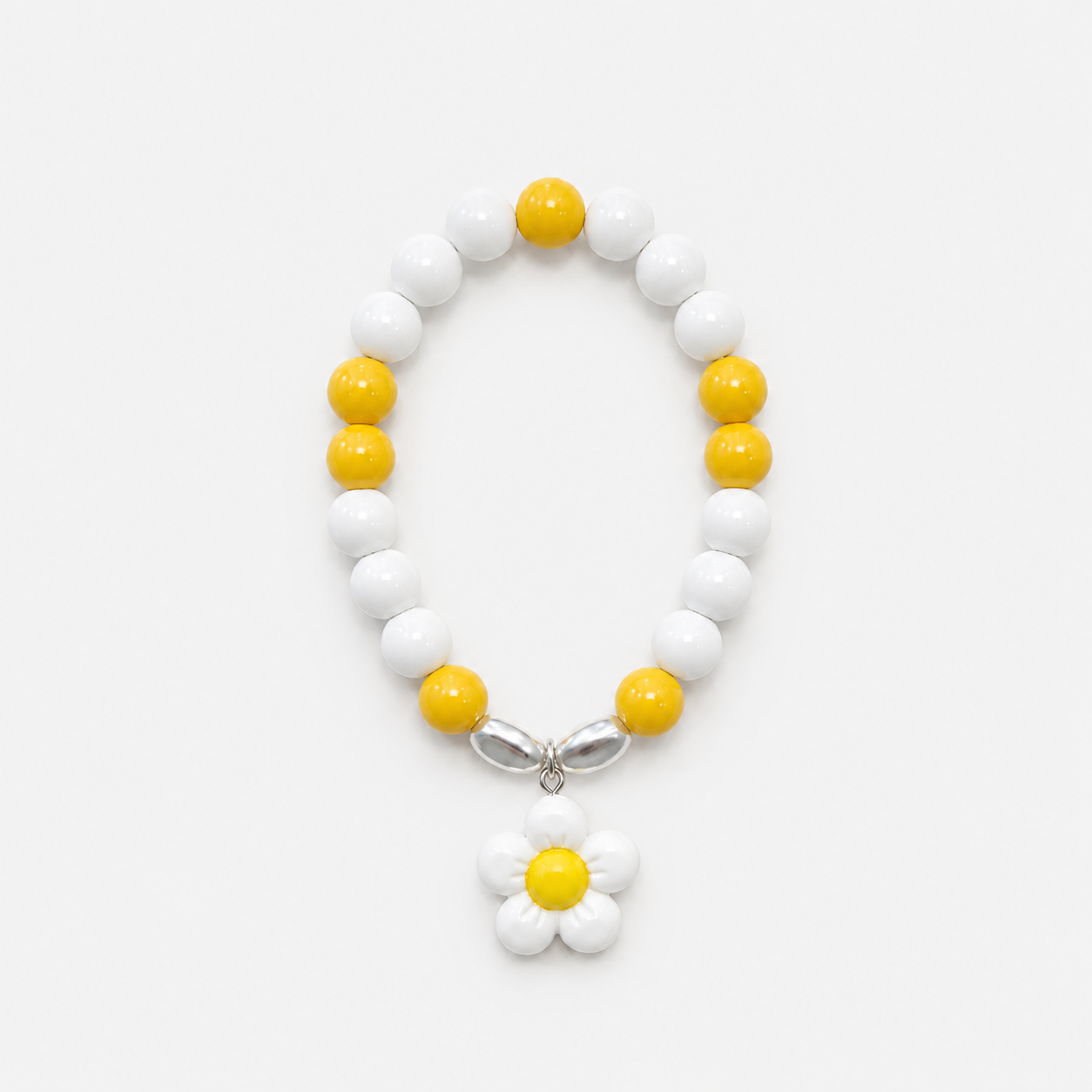 Yellow & White Beaded Daisy Bracelet
