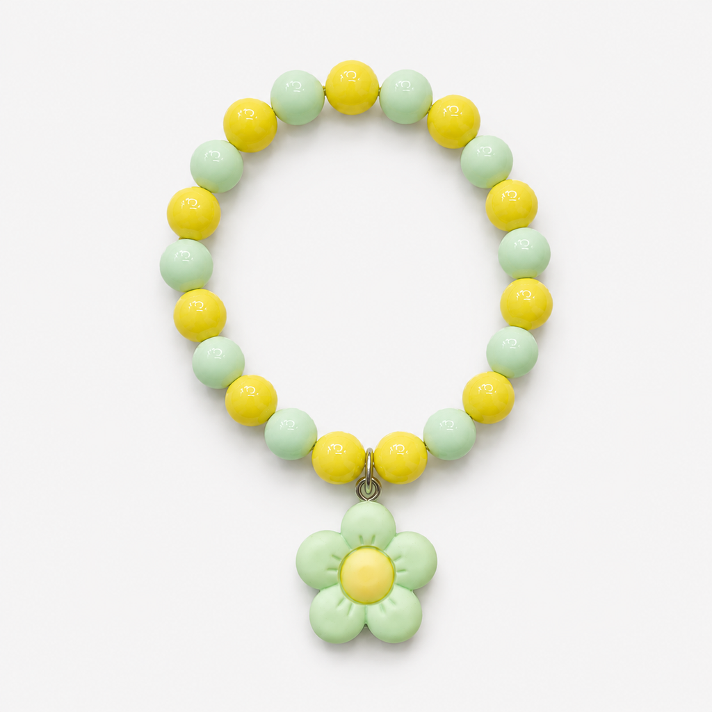 Pastel Beaded bracelet with flower