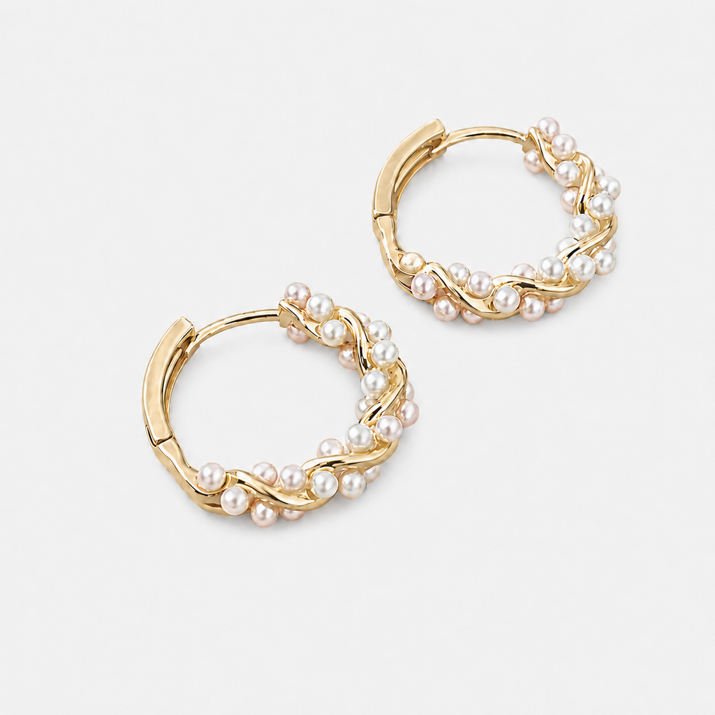 Twisted Pearl Hoops