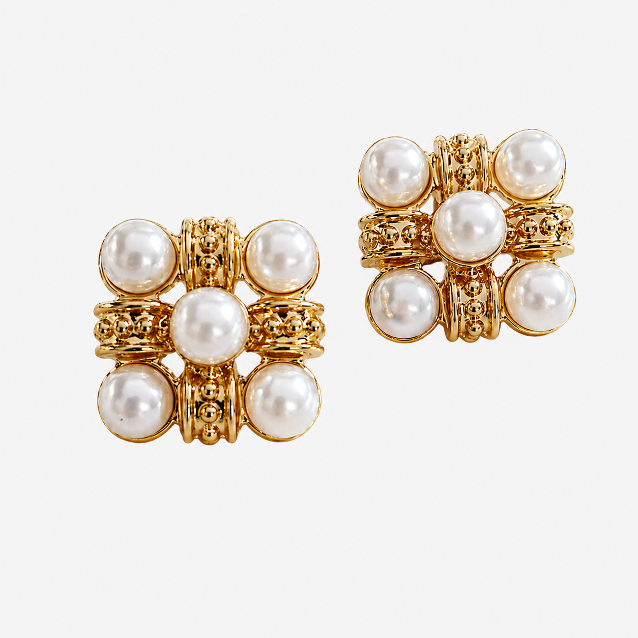 Vintage-Inspired Pearl Cross Earrings