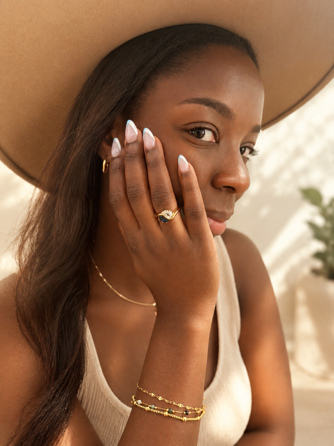Blue & Clear Teardrop Ring